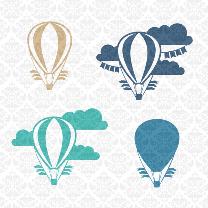 Download Hot Air Balloon Clouds Banner One Layer Set Nursery SVG ...