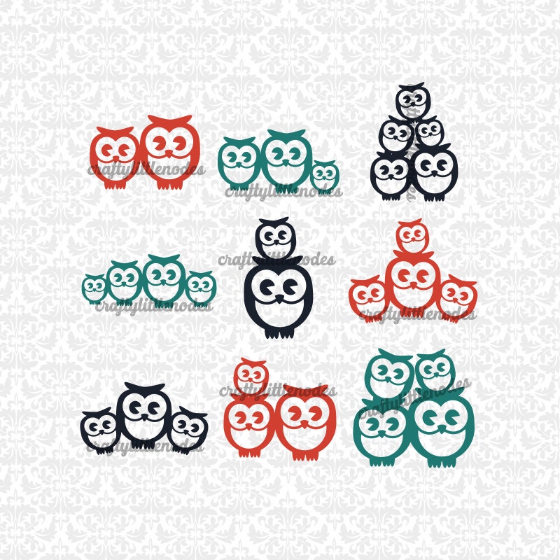 Download Owl Families Mom Dad up to 3 children sets SVG file Ai EPS ...