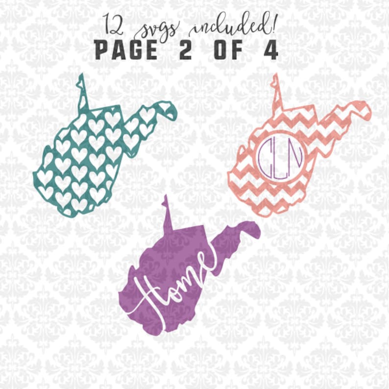 Download West Virginia Home Outline Chevron Monogram Love State Set ...