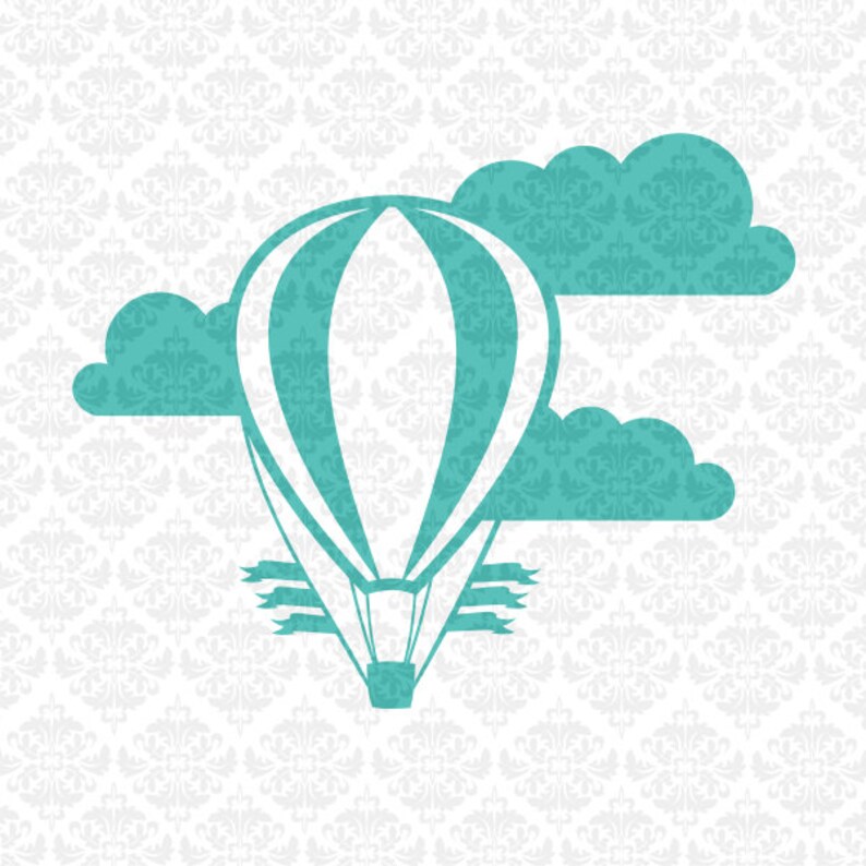 Download Hot Air Balloon Clouds Banner One Layer Set Nursery SVG ...