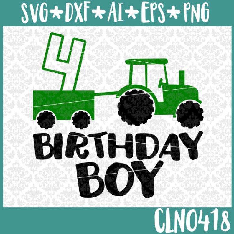 Download CLN0418 Birthday Boy Tractor 4 Year Old Wagon Boys Farmer ...