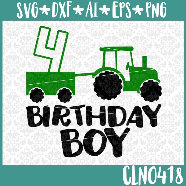 Download CLN0418 Birthday Boy Tractor 4 Year Old Wagon Boys Farmer ...
