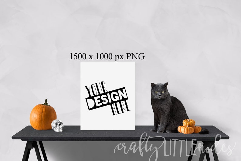 Mockup Mockups Halloween Cat Pumpkin Wall Frame Print