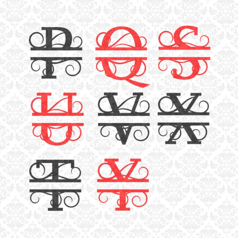 Download Split Monogram Swirly Letters Fancy Last Name Alphabet SVG ...