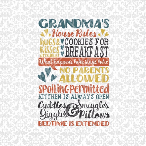 Download Grandma S House Rules Subway Art Svg File Ai Eps Etsy
