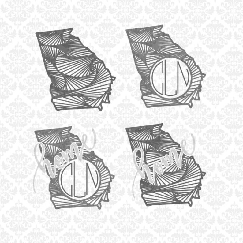 Georgia Zentangle Line Monogram Home Outline State Set SVG ...