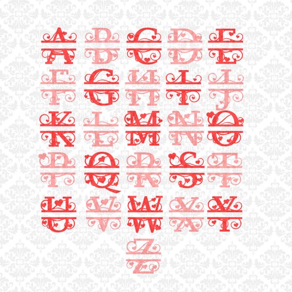 Download Split Heart Monogram Svg Split Monogram Svg Split Capitals Etsy