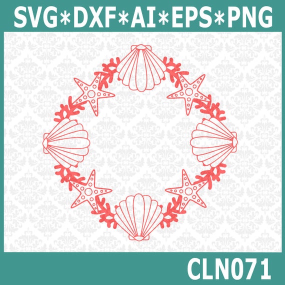 Download CLN071 Beach Wreath Nautical Sea Ocean Shell Sandollar SVG DXF | Etsy