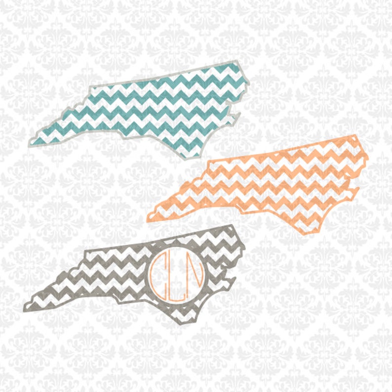 Download North Carolina Monogram Chevron Home Outline State Set SVG ...