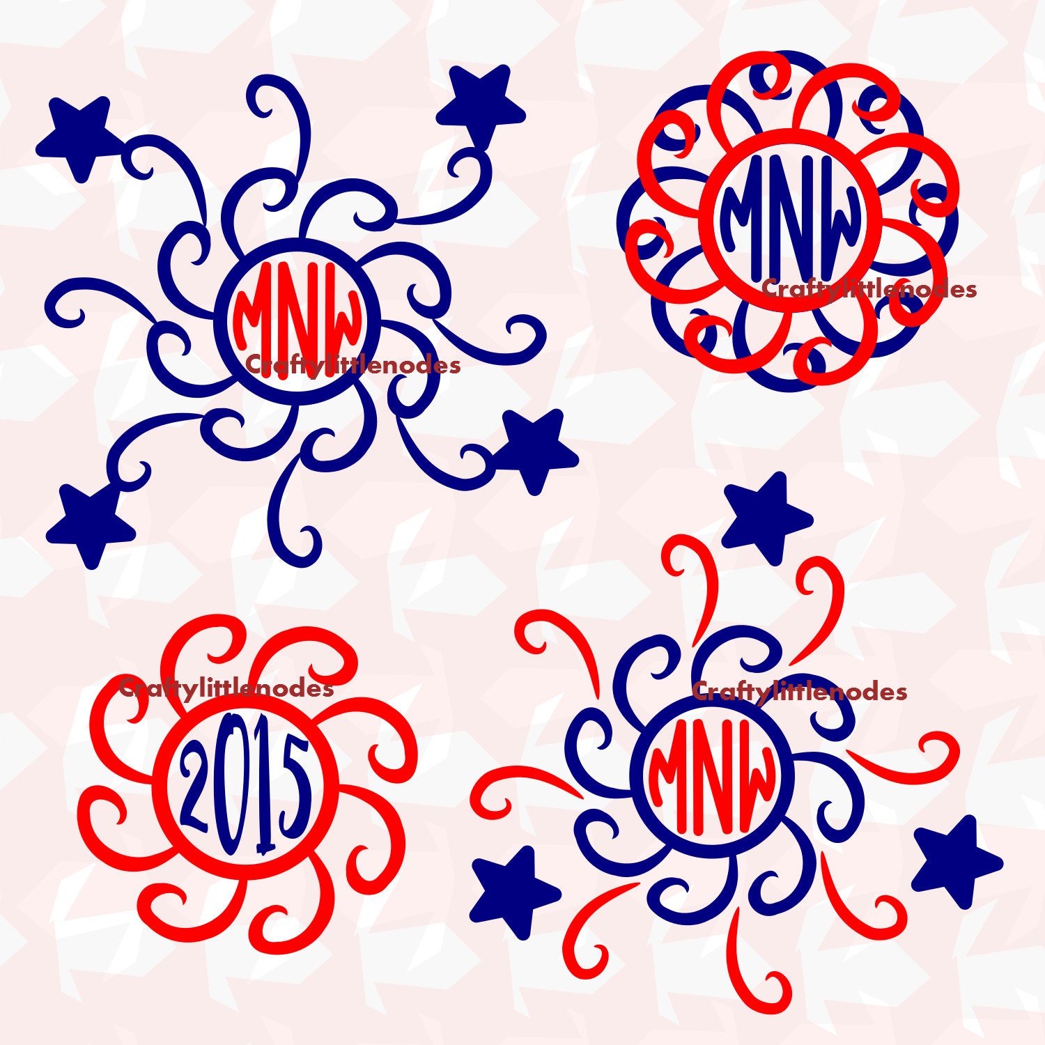 Download Firework Monogram Fourth Of July Art Svg File Ai Eps Scalable Etsy