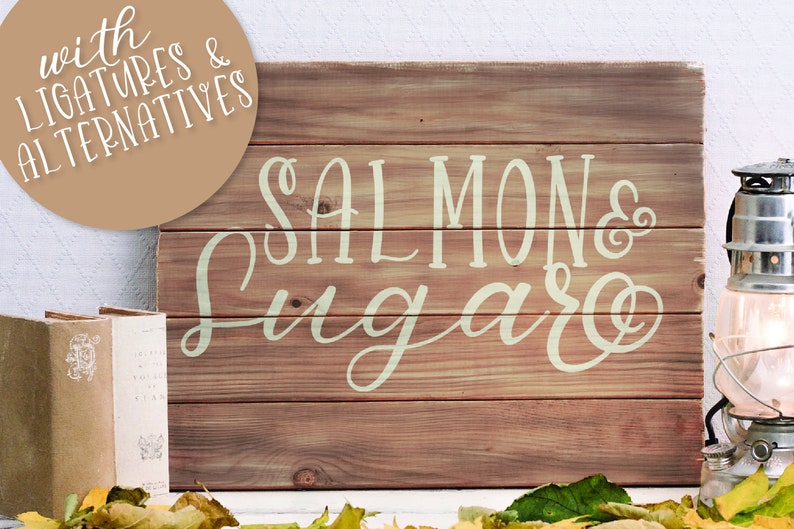 Font Duo Script Cursive and Serif Print Hand Lettered Handwritten Handwriting Salmon /& Sugar Silhouette Font Craft Font- Cricut Font