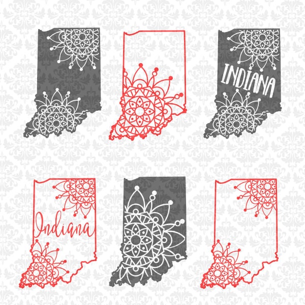 Download Indiana Mandala Henna Filigree Zentangle State SVG DXF Ai ...
