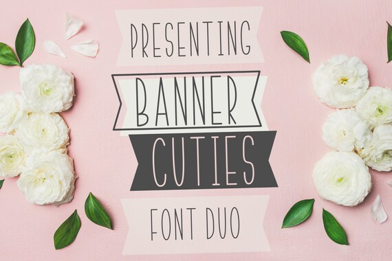 Banner Cuties Font Otf Ttf Woff Duo Bundle Banner Font Etsy