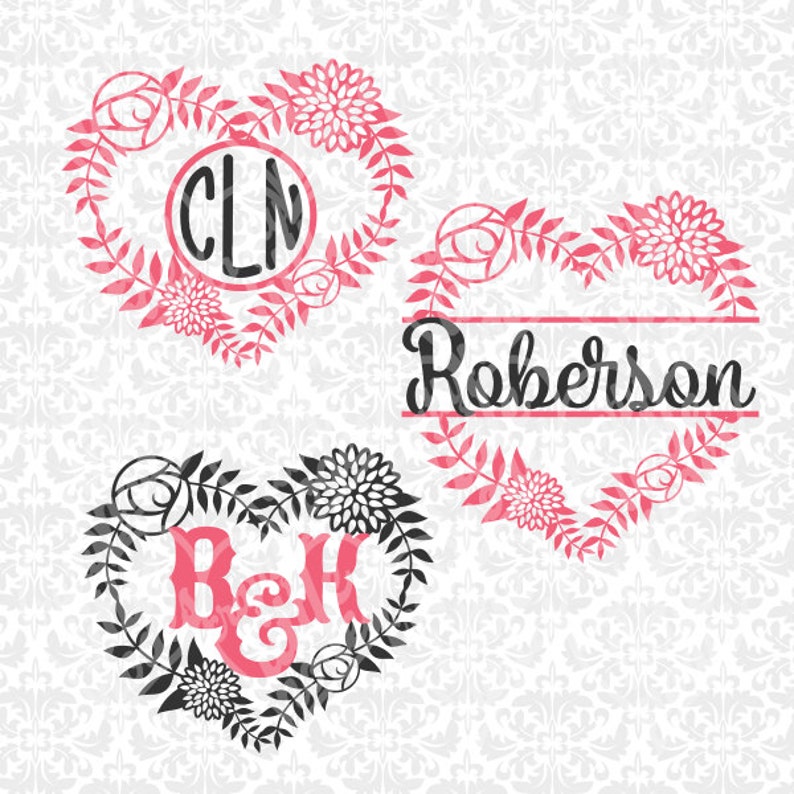 Download Flower Valentines Heart Couple Split Intricate SVG STUDIO ...