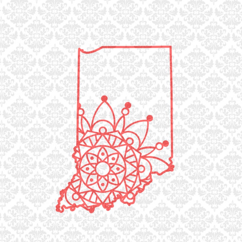 Download Indiana Mandala Henna Filigree Zentangle State SVG DXF Ai ...
