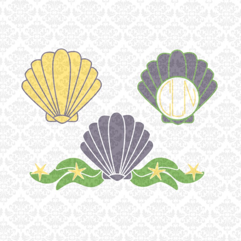 Download Shell Mermaid Seaweed Monogram Starfish Ocean Beach Summer ...