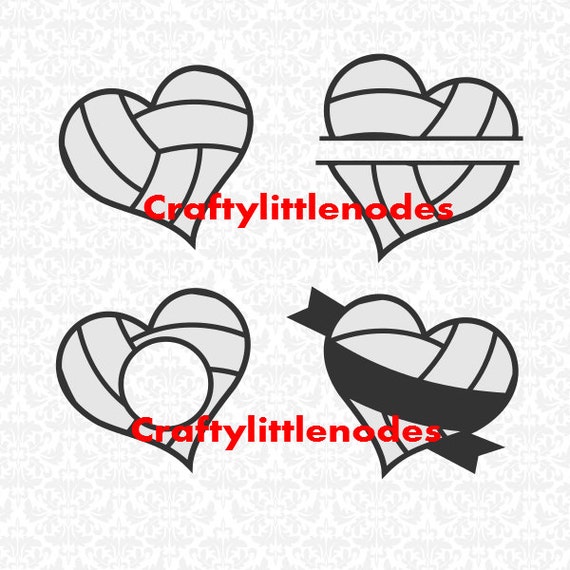 Download Volleyball Heart Monogram Split Set SVG STUDIO Ai EPS ...