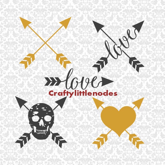 Download Free Arrow Set Heart Skull Love Crossed Arrows Svg File Ai Eps Etsy SVG Cut Files