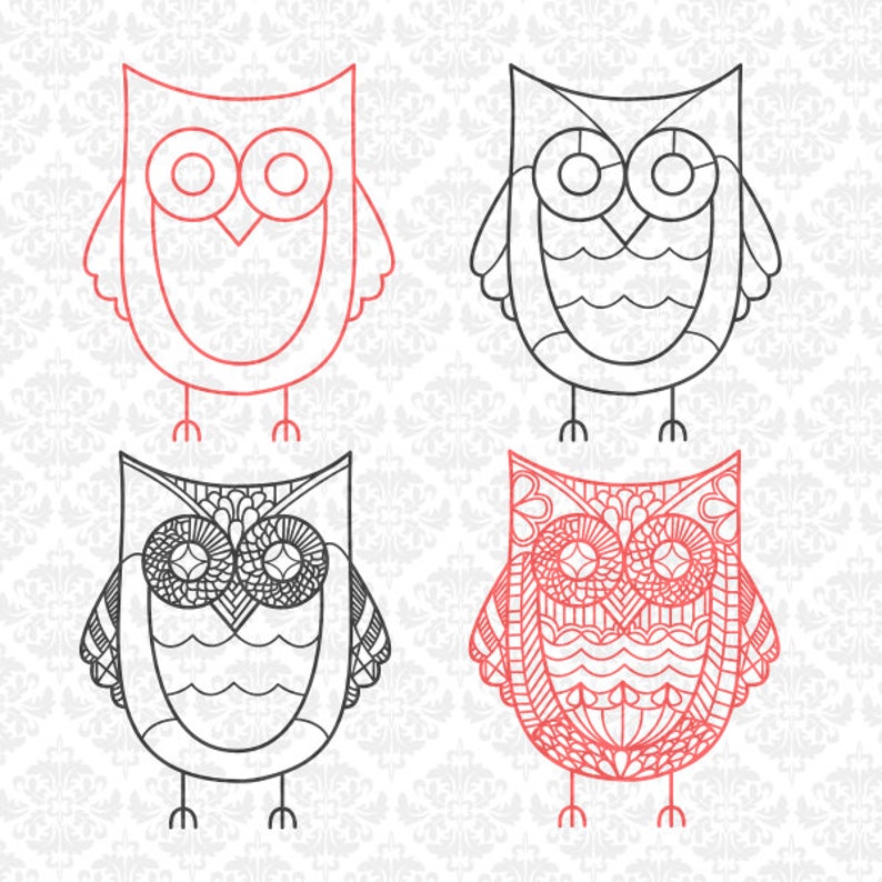 Download Owl Zentangle Animal Filigree Mandala Intricate SVG DXF Ai ...