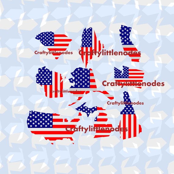 51 State Shaped American Flags Independence Day Memorial Day Etsy