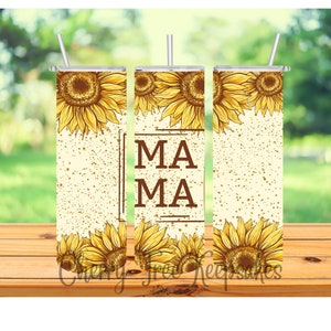 Mama Sunflower Sublimation Tumbler PNG, Mama Sunflower Tumbler Wrap, Digital Download