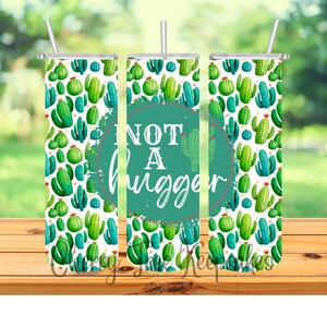Not A Hugger Cactus Sublimation Tumbler PNG, Funny Cactus Tumbler Wrap, Digital Download