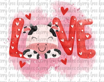Cow Valentine PNG, Love Cow Sublimation Design, Valentine's Day Gift, Digital Download
