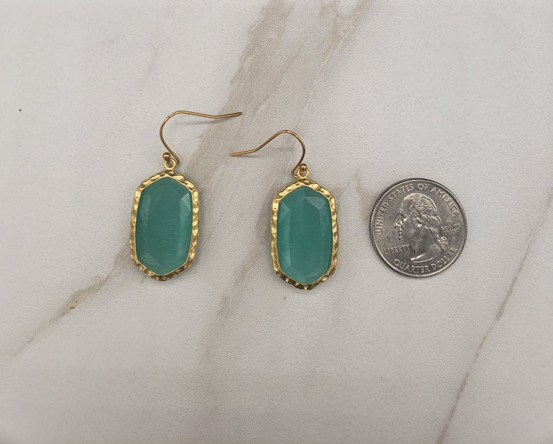 Mint Hexagon Stone Necklace Earring and Cuff Jewelry Set