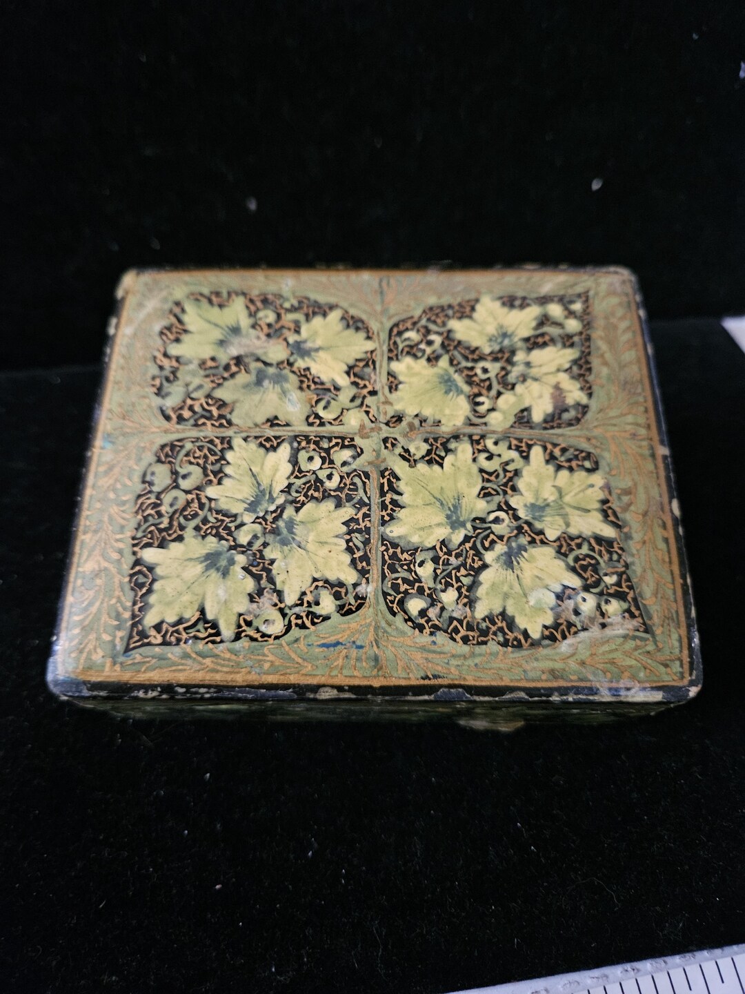 Antique Old Paper Mache Trinket Box Stash - Etsy - Restoring Old Paper Mache Ottomans
