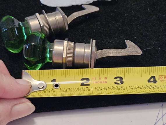 Antique cabinet knobs pulls Green Glass metal 194… - image 10