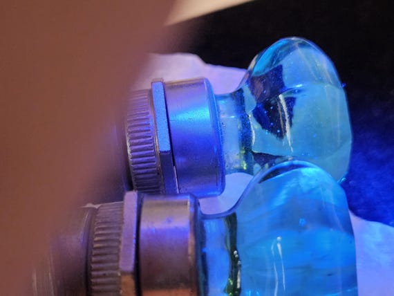 Antique cabinet knobs pulls Green Glass metal 194… - image 9