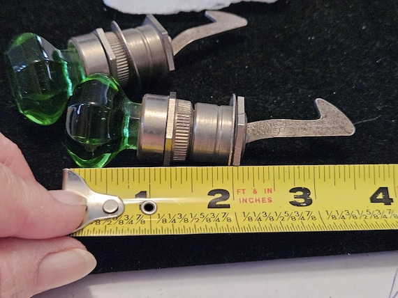 Antique cabinet knobs pulls Green Glass metal 194… - image 6