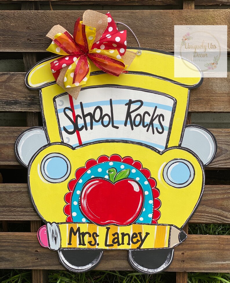Back to School Door Hanger School Bus Door Hanger Teacher Etsy