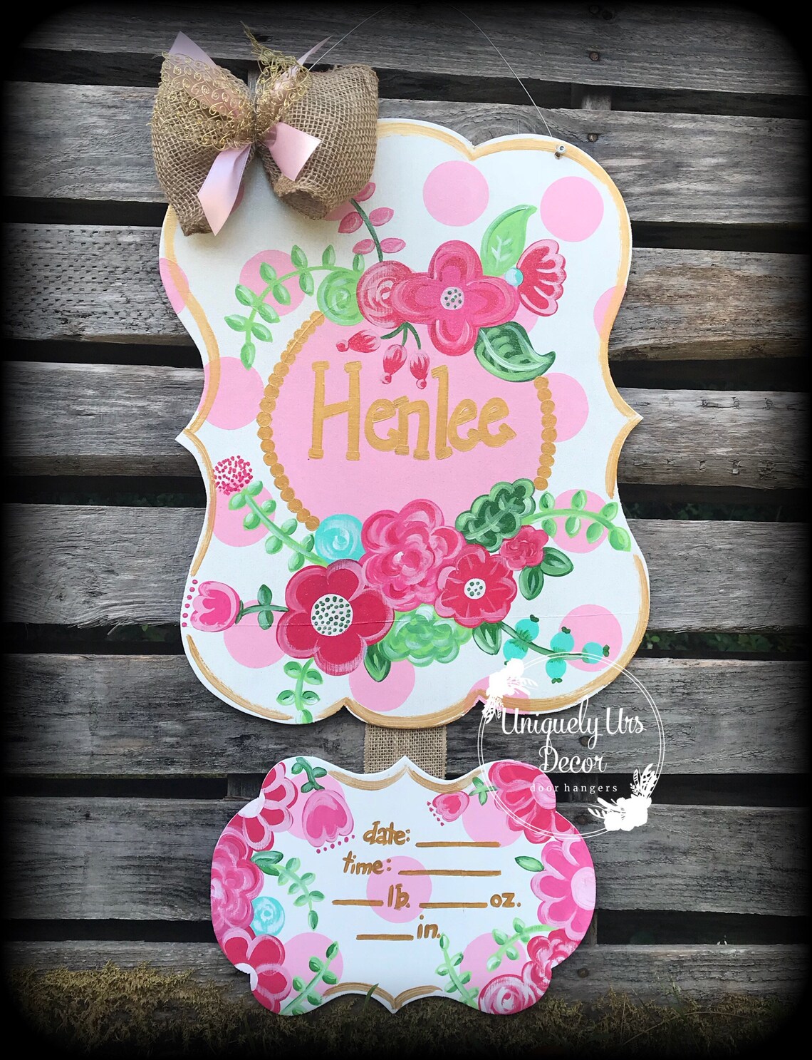 Floral Nursery Door Hanger Hospital Door Hanger Its a Girl Etsy