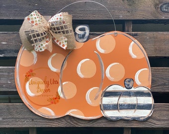 Pumpkin Door Hanger, Double Pumpkin Door Hanger, Fall Decor, Fall Door Hanger