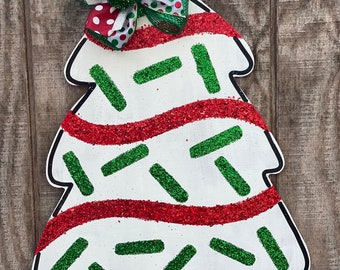 Christmas Tree Cake Door Hanger, Door Hanger, Christmas Door Hanger