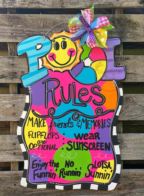 Pool Rules Door Hanger Pool Door Hanger Door Hanger Summer Etsy