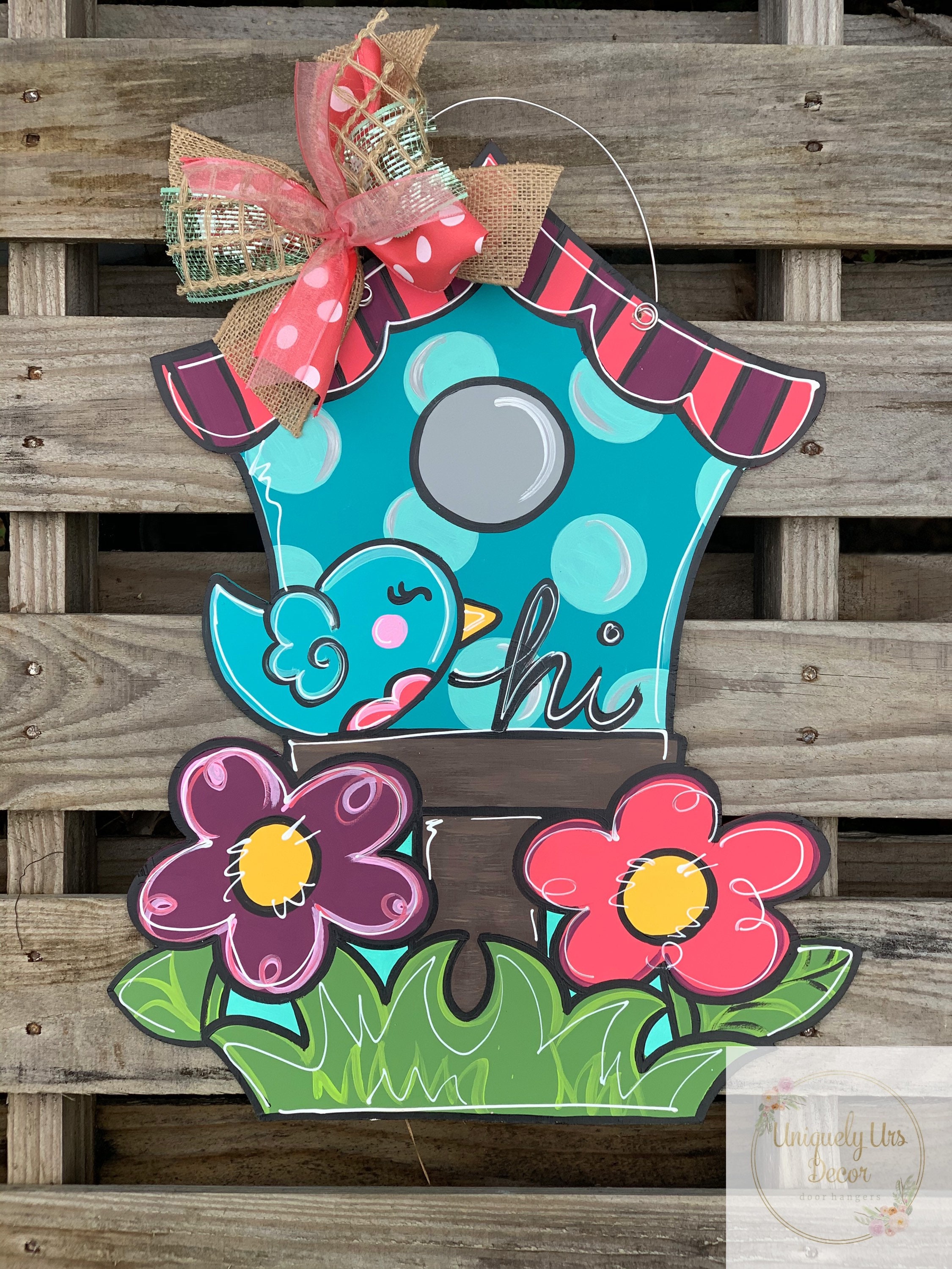 Birdhouse Door Hanger Door Hanger Bird Door Hanger Spring Etsy