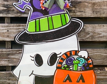 Ghost Door Hanger, Trick or Treat Door Hanger, Door Hanger, Halloween Door Hanger