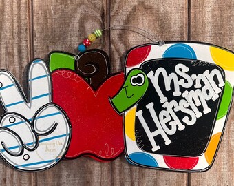 Pencil Door Hanger, Door Hanger, Teacher Door Hanger, Apple Door Hanger