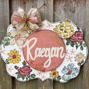 Floral Nursery Door Hanger, Door Hanger, Hospital Door Hanger, Baby Girl Door Hanger