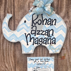 Newborn Door Hanger, Baby Boy Door Hanger, Hospital Door Hanger, Elephant Door Hanger, Nursery Door Hanger