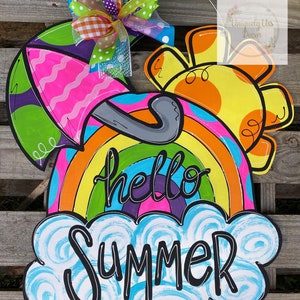 Summer Rainbow Door Hanger, Door Hanger, Rainbow Door Hanger, Sunshine Door Hanger