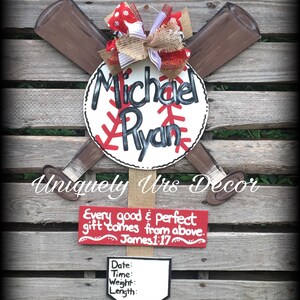 Newborn Baseball Door Hanger, Nursery Door Hanger, Door Hanger, Hospital Door Hanger