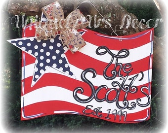 Flag Door Hanger, Patriotic Door Hanger, Star Door Hanger, Stars and Stripes Door Hanger, USA Door Hanger