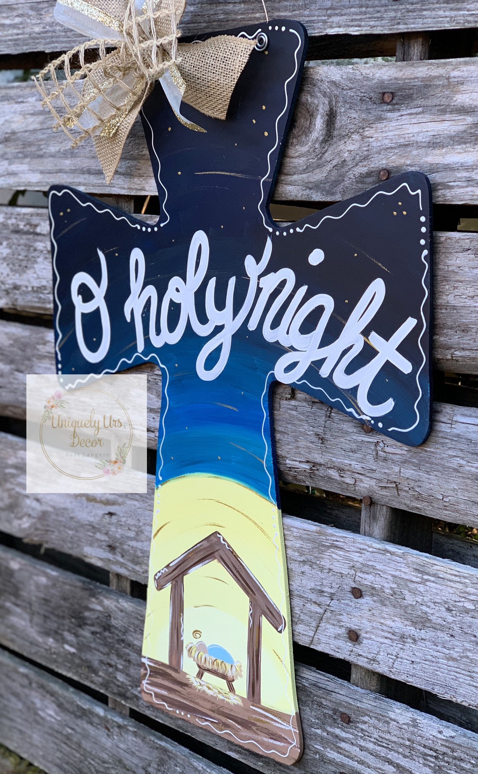 Cross Door Hanger Manger Door Hanger Door Hanger Baby Jesus Etsy