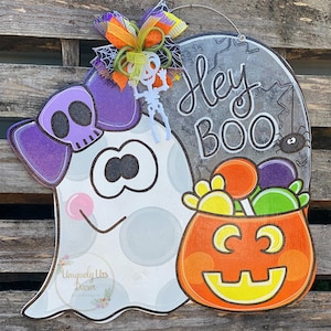 Hey Boo Door Hanger, Ghost Door Hanger, Halloween Door Hanger, Door Hanger