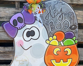 Hey Boo Door Hanger, Ghost Door Hanger, Halloween Door Hanger, Door Hanger