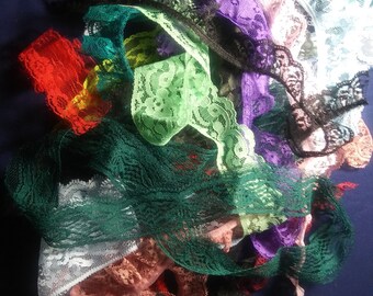 Colored Lace Scrap Pack - Grab Bag - Craft Lace Remnants