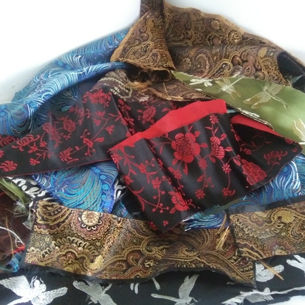 CHINESE BROCADE SCRAPS/Remnants 1 Pound Quilting Crafts